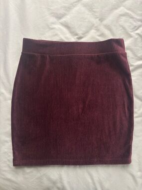 Revamped Corduroy Mini Skirt - Deep Wine
